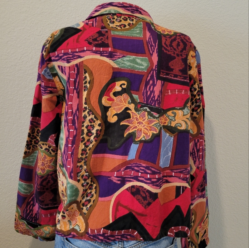 Take Two Multi-Colors+Patterns Button Shirt Xl - image 4